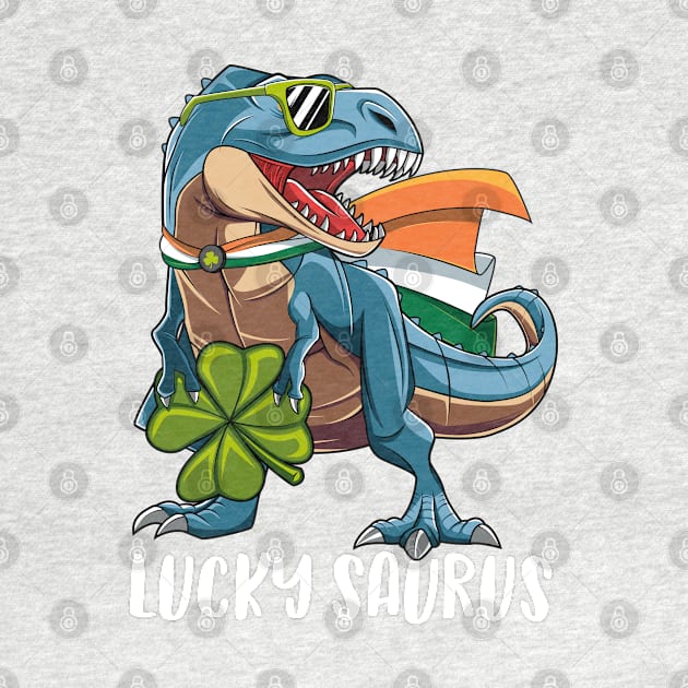 Lucky Saurus Dinosaur T-Rex St Patrick's Day Gift For Boys Kids by HCMGift